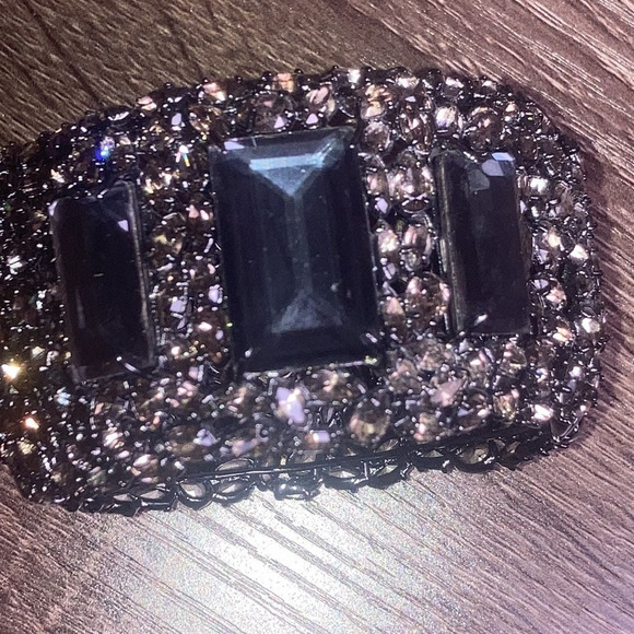 Alexis Bittar Bangle Cuff Bracelet with High Quality Crystals  Gun Metal Shade - Picture 11 of 14